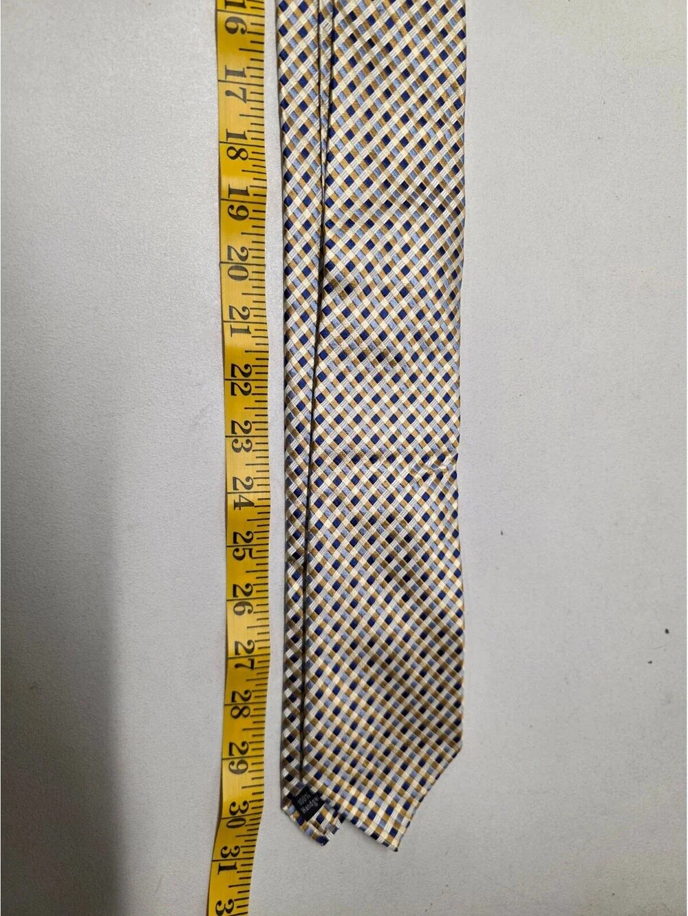 Christoph F. Kuehn Berlin - Gold/blue check - silk handmade tie